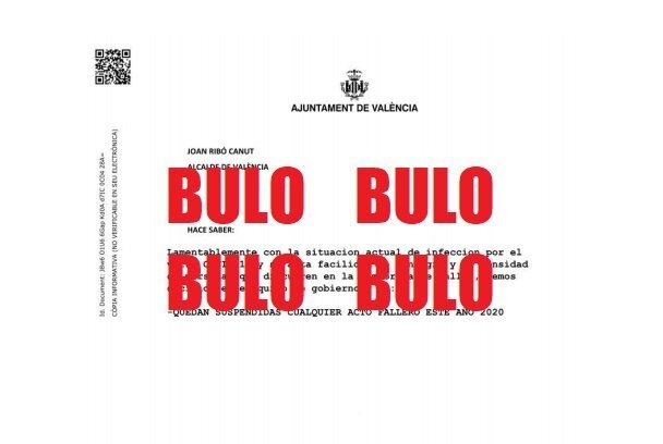 Atención, bulo. Este aviso sobre la suspensión de actos falleros por coronavirus es falso