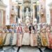 Las Falleras Mayores de Valencia ofrecen sus ramos a la Mare de Déu en la Basílica después de la Exaltación